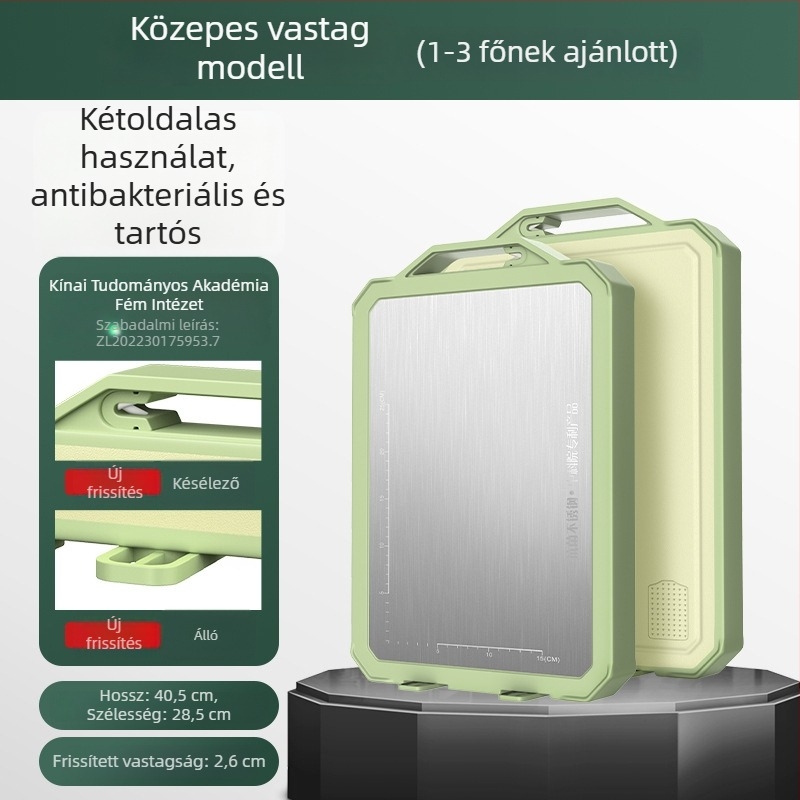 Rozsdamentes acélból készült vágódeszka, vastagított kivitel, háztartási használatra, modern minimalist dizájn