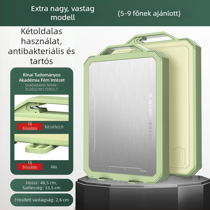 Rozsdamentes acélból készült vágódeszka, vastagított kivitel, háztartási használatra, modern minimalist dizájn
