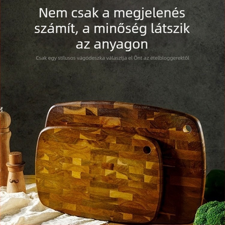 Akácfa vágódeszka, masszív fa, kétoldalas, konyhai szeleteléshez, gyümölcsök és zöldségek