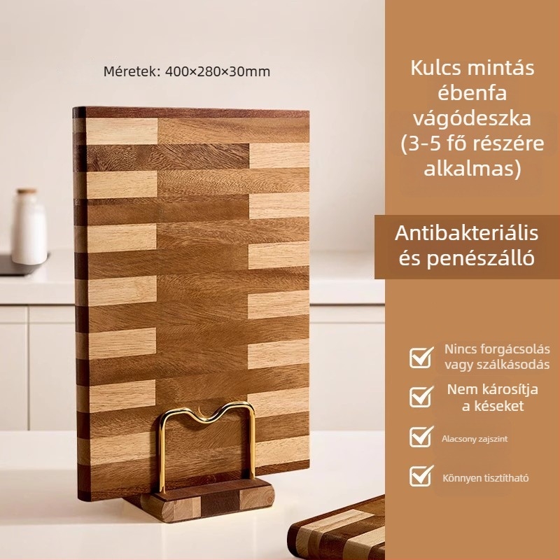 ebenfa tömörfa vágódeszka otthoni használatra, festék nélküli, vastagított, penészálló, csúszásmentes, antibakteriális