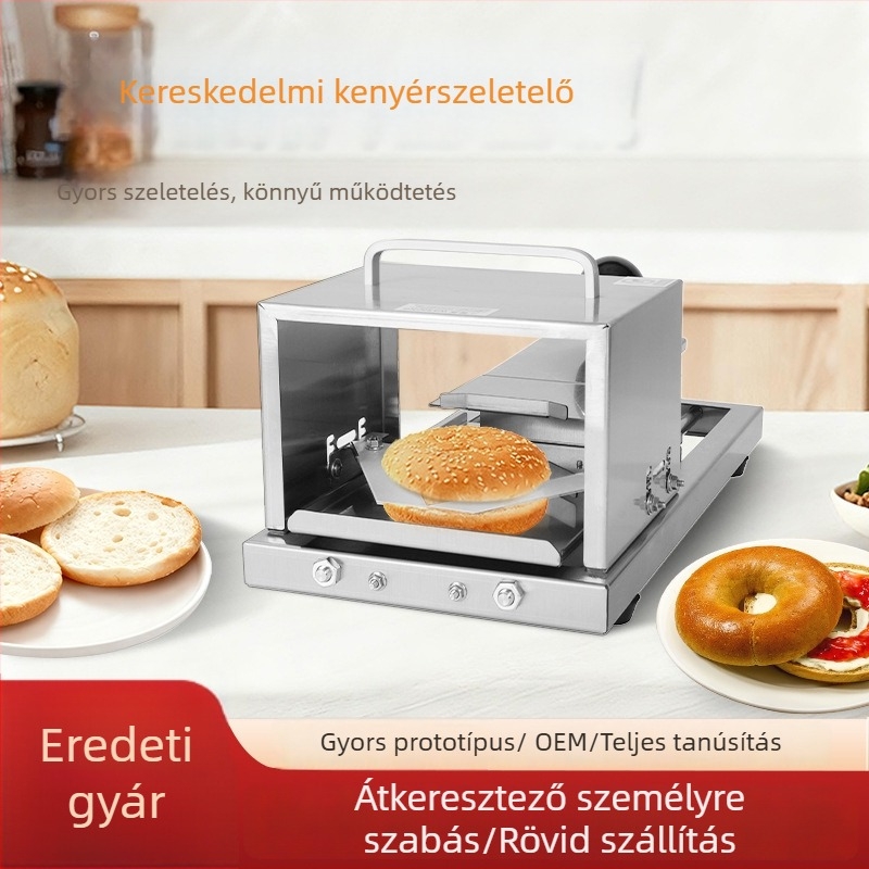 Kézi kenyérszeletelő – rozsdamentes acélból készült konyhai eszköz bagel és burger számára