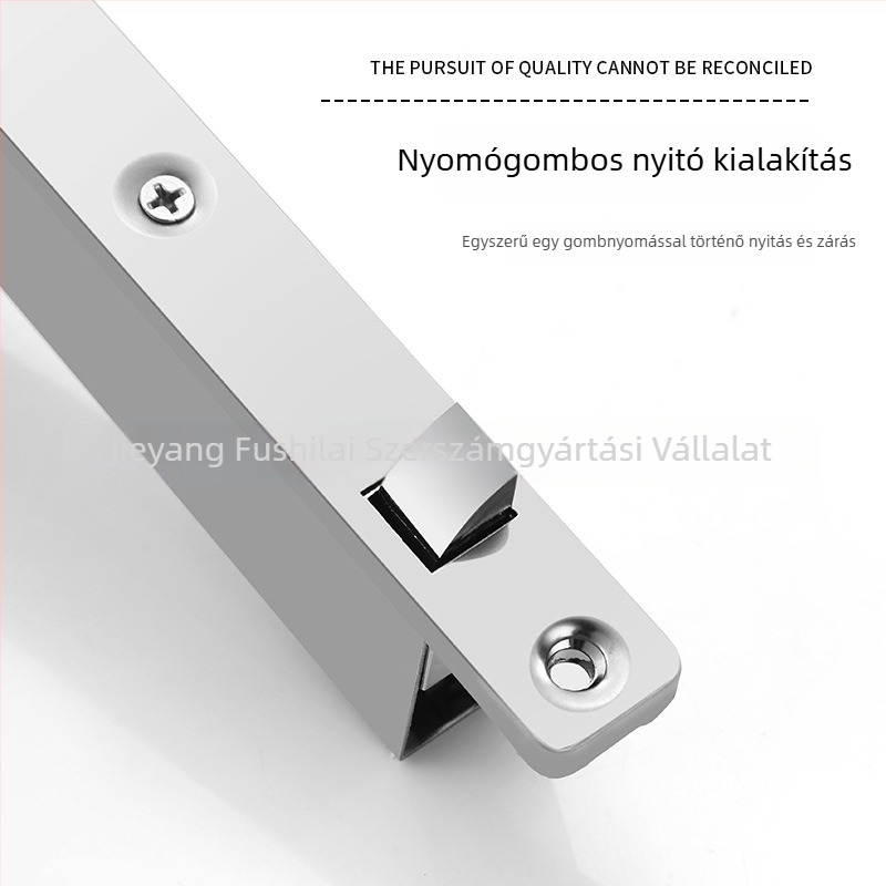 Rejtett automata zárócsap dupla ajtókhoz, rozsdamentes acél/zink ötvözet, polírozott felület, modern minimál stílus