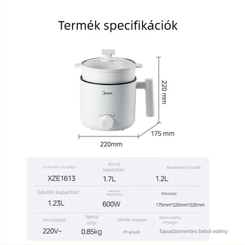 Midea elektromos főzőedény belső antiadhézíos edénnyel, kapacitás legfeljebb 2 L, 2–3 személynek, gombos vezérlés, modell XZE1613
