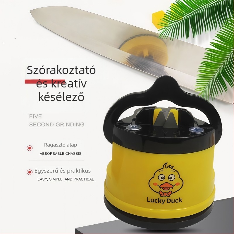 Huatu Késélező otthoni használatra, vákuumos alapú, wolframos acél és műanyag, élez késeket és ollókat, modern minimalist dizájn