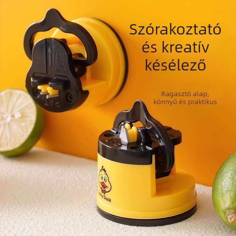 Huatu Késélező otthoni használatra, vákuumos alapú, wolframos acél és műanyag, élez késeket és ollókat, modern minimalist dizájn