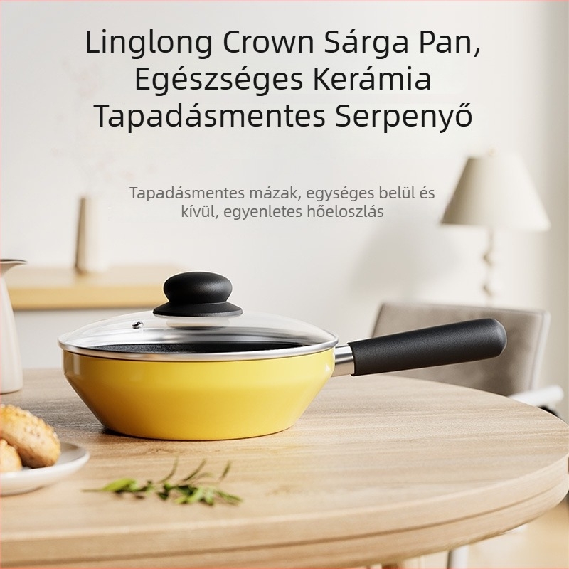 Wok – tapadásmentes, kovácsoltvas alj, dupla rétegű alj, fedél rozsdamentes acélból üvegablakkal, minden tűzhelyhez