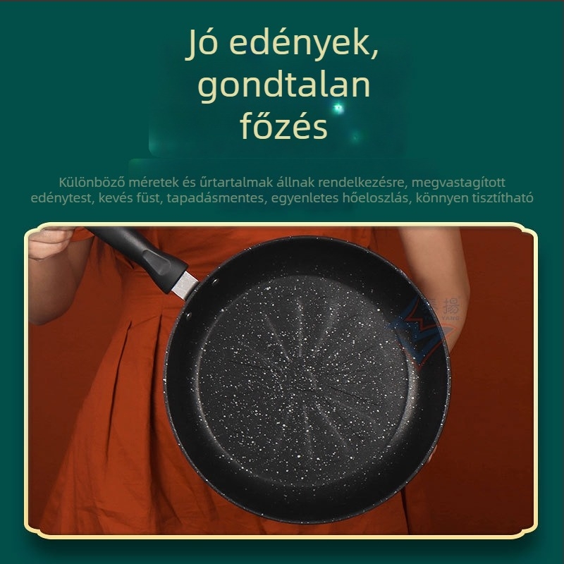 Maifan kőből készült serpenyő, tapadásmentes, lapos aljzattal, tojás és steak sütésére, indukciós tűzhelyhez, méretek 12–30 cm