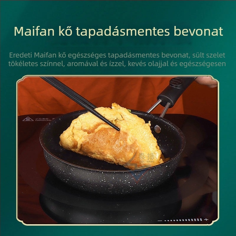 Maifan kőből készült serpenyő, tapadásmentes, lapos aljzattal, tojás és steak sütésére, indukciós tűzhelyhez, méretek 12–30 cm