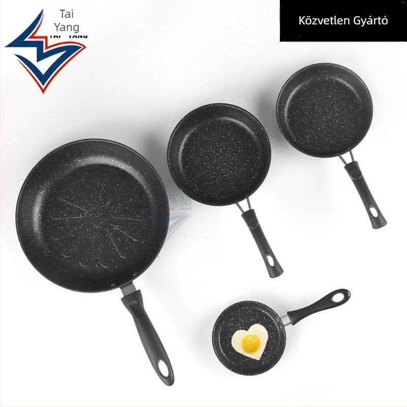 Maifan kőből készült serpenyő, tapadásmentes, lapos aljzattal, tojás és steak sütésére, indukciós tűzhelyhez, méretek 12–30 cm