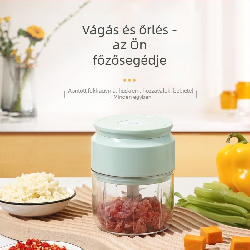 Mini elektromos fokhagymaprés — kompakt, testreszabható és logóval ellátott, modern minimalista stílus