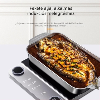 304 rozsdamentes acélból készült vastagított tepsi, négyszögletes, konkáv-konvex mintázat, elektropolírozott felület