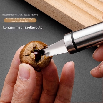 Rozsdamentes acél Longanhéj- és húselőhúzó eszköz – konyhai gadget, márka Painting dream, származás Jieyang, logóval