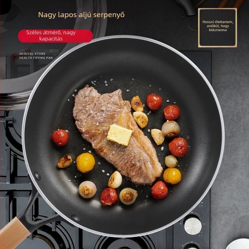 Serpenyő, alumíniumötvözet, tapadásmentes, modell MBBZG, egyoldalú alj, közepes mélység