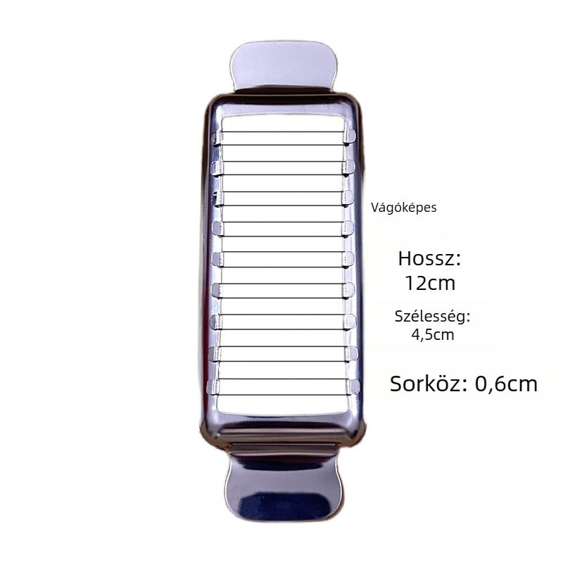 Rozsdamentes acél sajtszeletelő, élelmiszerbiztonságos, modern minimalist design, logó nyomtatás elérhető