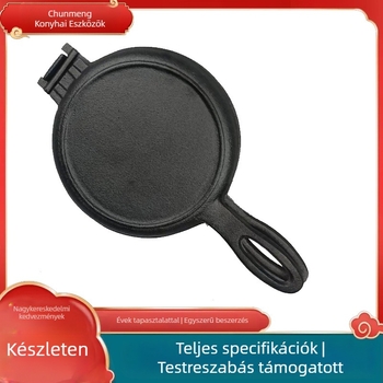Öntöttvasból készült tömör gofripán, bevonat nélküli felülettel, kör alakú, öntöttvas fedővel