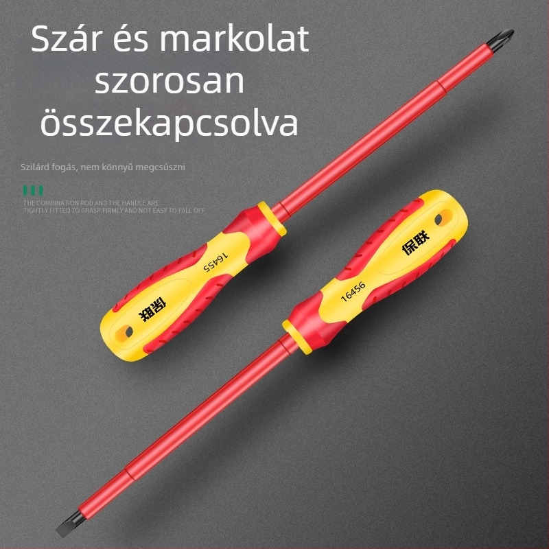 Szigeteltt csavarhúzó Phillips-fejekkel, lapos és Pozidriv fejjel — erős mágnes, szénacél, elektromérnököknek