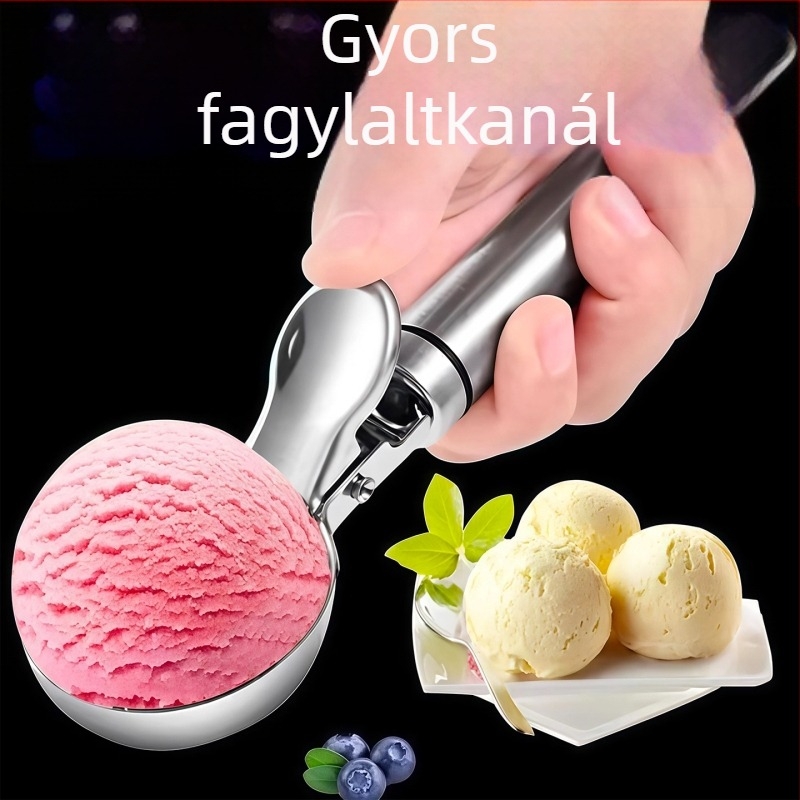 Rozsdamentes acélból készült fagylalt- és gyümölcsgolyókanál dinnyemolddal — Telford, modern egyszerű stílus