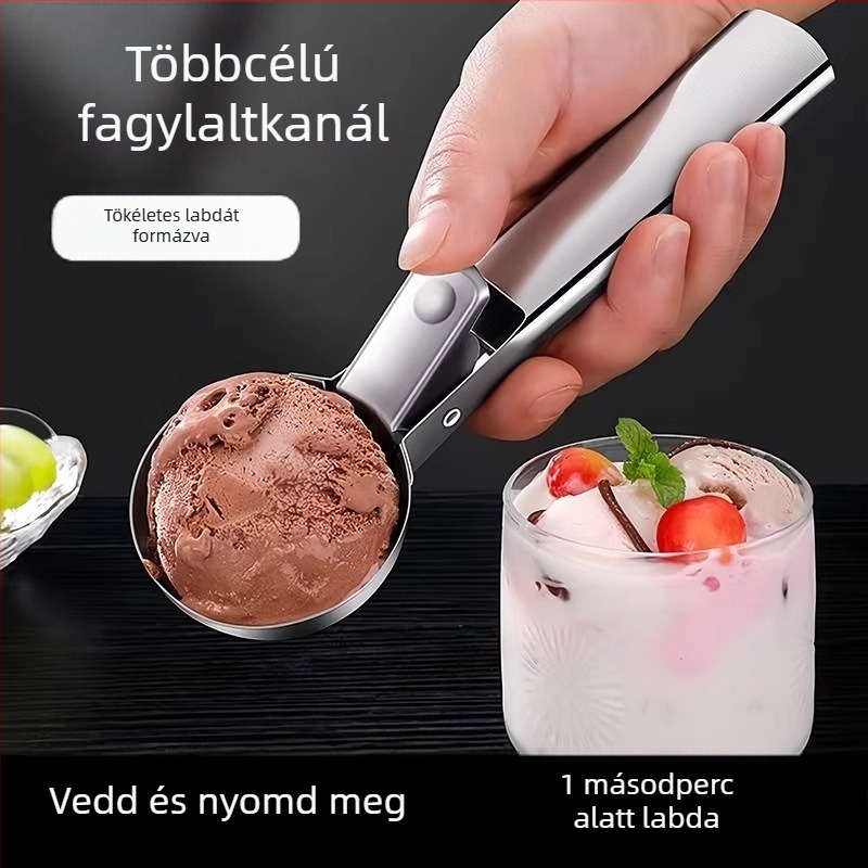 Rozsdamentes acélból készült fagylalt- és gyümölcsgolyókanál dinnyemolddal — Telford, modern egyszerű stílus