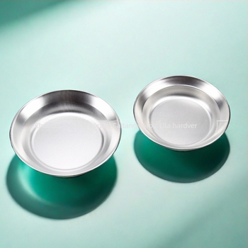 Kemping tányér 304 rozsdamentes acélból – hordozható, kettős használat, modell oml-0008, egy személyre, nyomtatott logóval