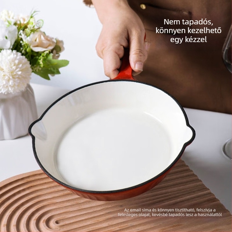 Öntöttvas serpenyő sütéshez, bevonat nélküli, tapadásmentes, 2,3 kg, egylapos aljzat, mélység 4,2 cm