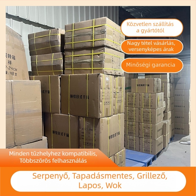Rozsdamentes acél wok készlet méhsejt szerkezettel, bevonat nélkül, alacsony füst, sík alj, üvegfedél