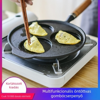 Öntöttvas serpenyő, Multifunkcionális, Egyrétegű aljzatú, 1,5 kg, Kompatibilis gáztűzhelyekkel és indukciós főzőfelületekkel