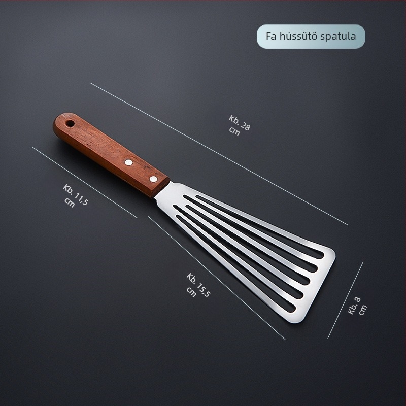 Grillezéshez készült spatula készlet – fa nyél, rozsdamentes acél penge, többfunkciós főzési és pizza eszközök