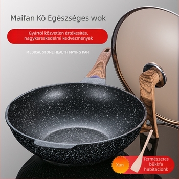 Maifan kő nem tapadós wok serpenyő indukciós főzőlaphoz – füstmentes, koreai stílusú, sík aljzat