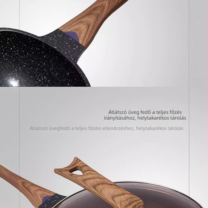 Maifan kő nem tapadós wok serpenyő indukciós főzőlaphoz – füstmentes, koreai stílusú, sík aljzat
