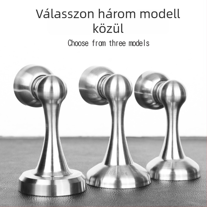 304 rozsdamentes acél ajtóstop erős mágneses rögzítés, falra vagy padlóra szerelhető, hosszított kialakítás, kézi működtetés