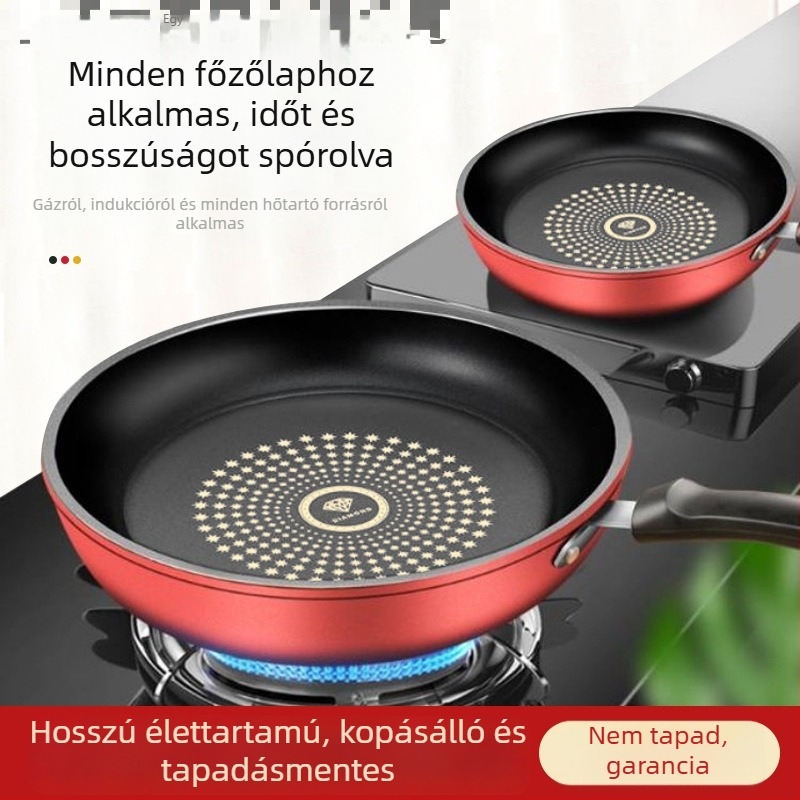 Vasból készült, tapadásmentes serpenyő, sokoldalú a sütéshez, pirításához és pároláshoz, többrétegű aljzat, üvegfedél