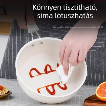 Maifan kő bevonat kis serpenyő, tapadásmentes, tojásra, steakre, bébiételre és tej melegítésére, üvegfedéllel — Modell A-12611