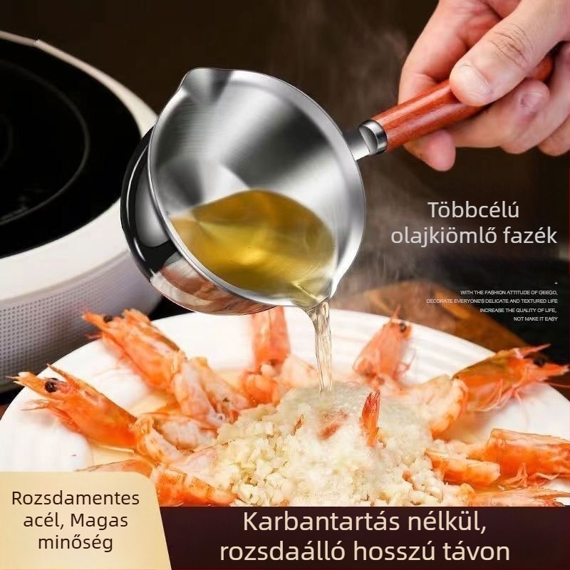316 rozsdamentes acélból készült forró olajos kis edény, tapadásmentes bevonattal, egylapos aljzattal, fedő nélkül, minden tűzhelyhez