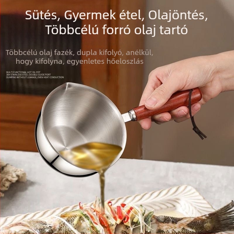 316 rozsdamentes acélból készült forró olajos kis edény, tapadásmentes bevonattal, egylapos aljzattal, fedő nélkül, minden tűzhelyhez