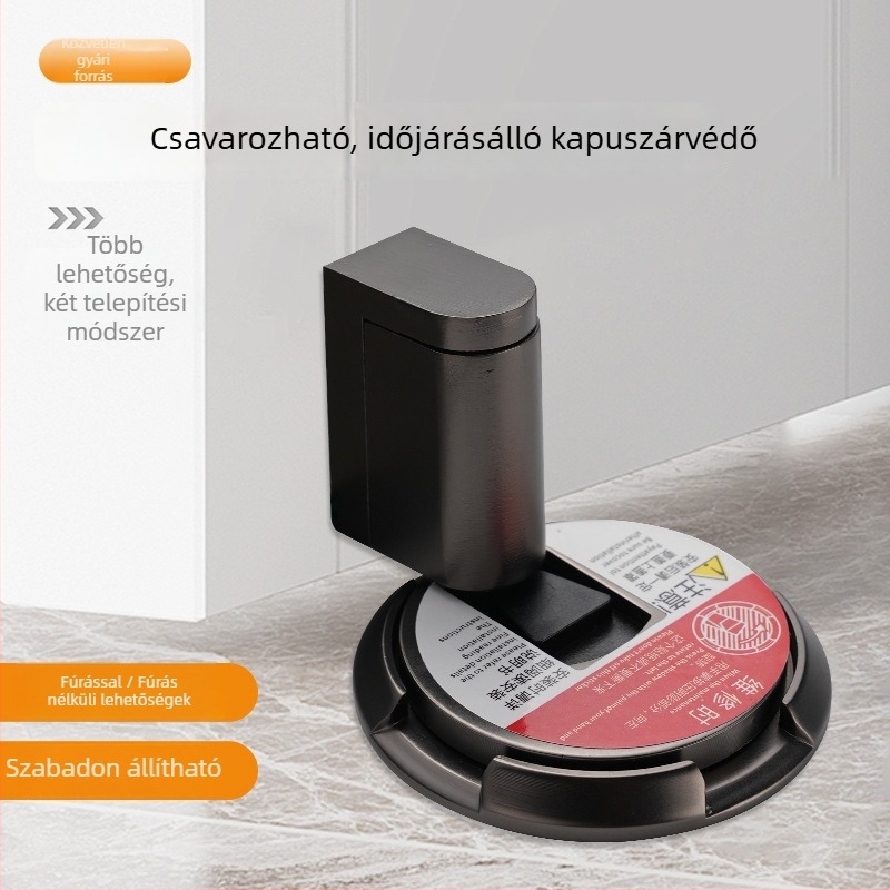 Ajtóstopper - padlóra szerelve, mechanikus szívó, cinkötvözet, oxidációs felület, kézi működtetés