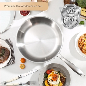 Háromrétegű rozsdamentes acél serpenyő bevonat nélkül, 26–32 cm, üvegfedővel és többrétegű aljzattal