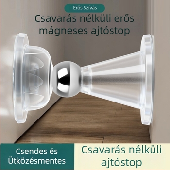 Ajtó mágneses stopper, furás nélkül, ütődés elleni védelem, halk működés — Modell Plum Blossom Magnetic Attraction, PVC, bevonat felület, falra és padlóra szerelhető, kézi működtetés, háztartási használatra