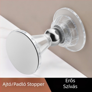 Ajtó mágneses stopper, furás nélkül, ütődés elleni védelem, halk működés — Modell Plum Blossom Magnetic Attraction, PVC, bevonat felület, falra és padlóra szerelhető, kézi működtetés, háztartási használatra