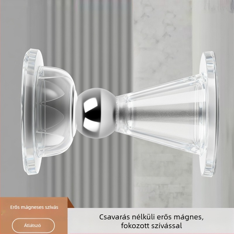 Ajtó mágneses stopper, furás nélkül, ütődés elleni védelem, halk működés — Modell Plum Blossom Magnetic Attraction, PVC, bevonat felület, falra és padlóra szerelhető, kézi működtetés, háztartási használatra