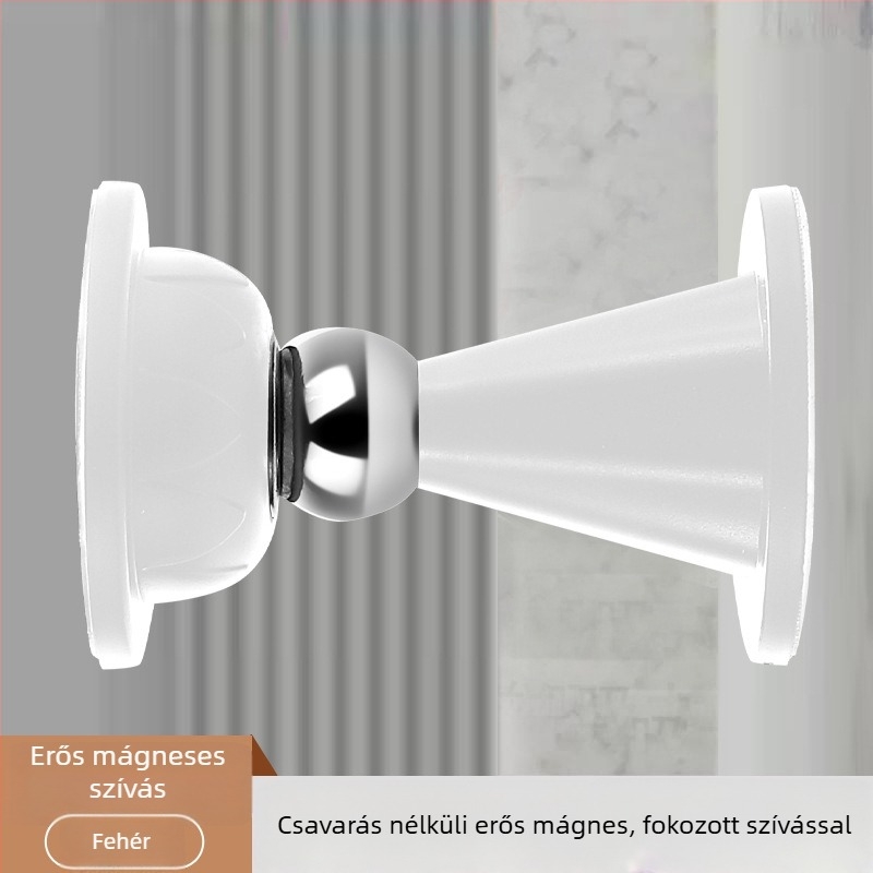 Ajtó mágneses stopper, furás nélkül, ütődés elleni védelem, halk működés — Modell Plum Blossom Magnetic Attraction, PVC, bevonat felület, falra és padlóra szerelhető, kézi működtetés, háztartási használatra