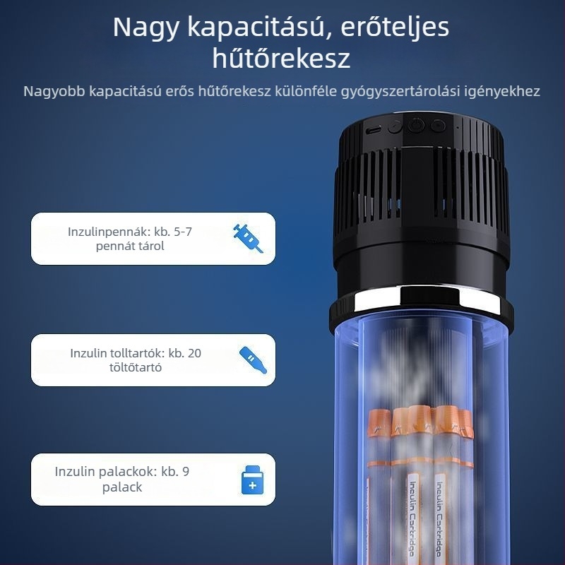 Hordozható inzulin- és gyógyszerhűtő doboz termoelektrikus hűtéssel, 5 L kapacitás, újratölthető