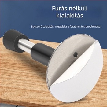 Fúrás nélküli ajtóstopper behúzható felső résszel – falra szerelt, rozsdamentes acél, szálcsiszolt felület, automatikus működés, modell 2024.4.14