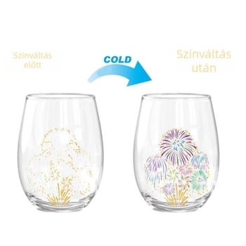 Típus: Shot pohár; Forma: Tojás alakú; Anyag: Boroszilikát üveg; Funkció: Színváltó; Elkészítés: Kézi fúvott