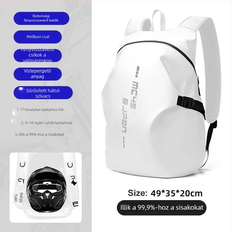 Motorkerékpáros hátizsák sisakrekesz, vízálló, 36–55L, Oxford anyag, elfér egy 15 hüvelykes laptop, görbült vállpántok