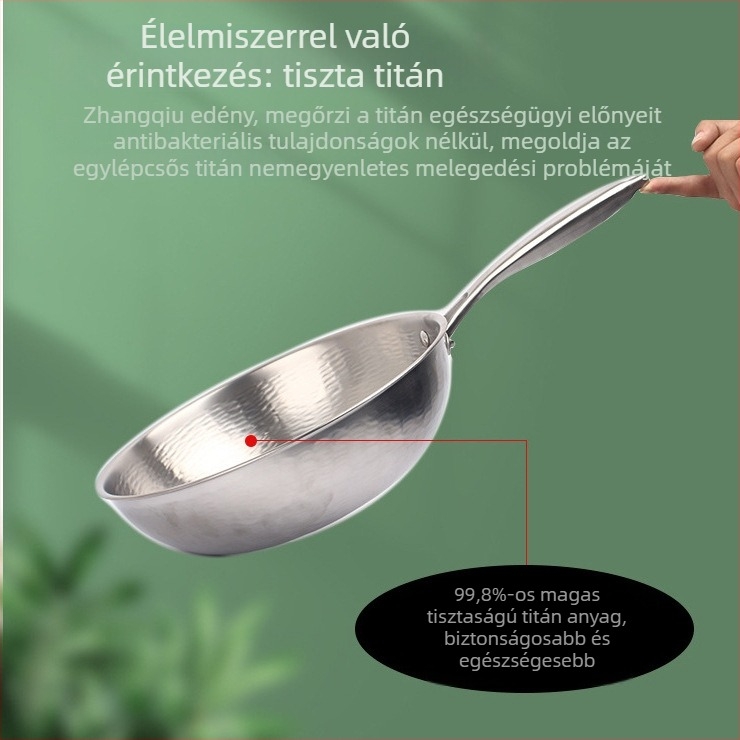 Wok tiszta titánból, kézzel kovácsolt, bevonat nélkül, többszörös rétegű aljzattal