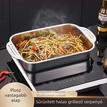 Jin dabin rozsdamentes acél halgrill tálca – indukciós kompatibilis, mikrohullámú sütőbe is használható, elektroplatált felület