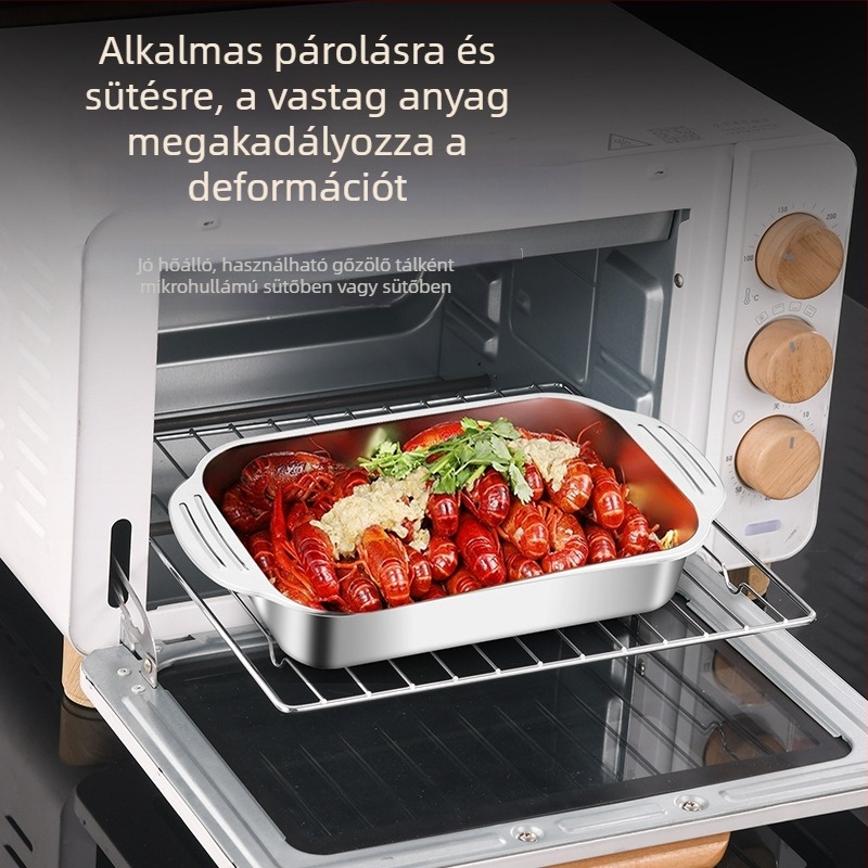 Jin dabin rozsdamentes acél halgrill tálca – indukciós kompatibilis, mikrohullámú sütőbe is használható, elektroplatált felület