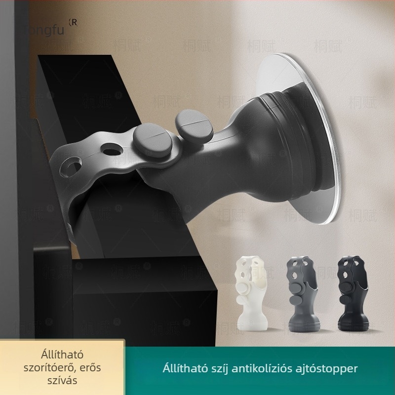 Szilikon ajtó stopper, állítható szívóerővel, az ajtó fogantyújára szerelhető, automatikus működés, modern minimalista dizájn