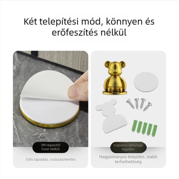 Mágneses ajtóstopper talajra rögzítve, fúrás nélkül, ABS, modell 01, matt felület és aranyozott bevonat, light luxury stílus