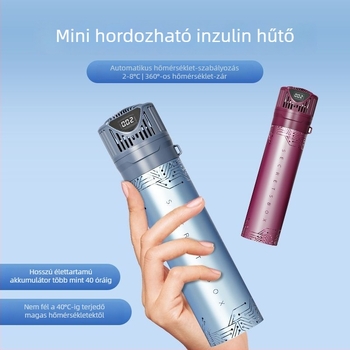 Inzulin hűtő félvezető hűtéssel – hordozható, újratölthető mini hűtő hormonális gyógyszerekhez, 5 L kapacitás, 10 W teljesítmény, márka Mynew/Mainiu